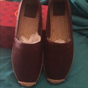 Burgundy leather-espadrille